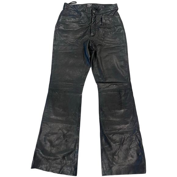 Y2K Wilsons Maxima Leather Pant Genuine Buttery Soft Sz 8 FIT Sz 4 6 Black Flare - Picture 1 of 6